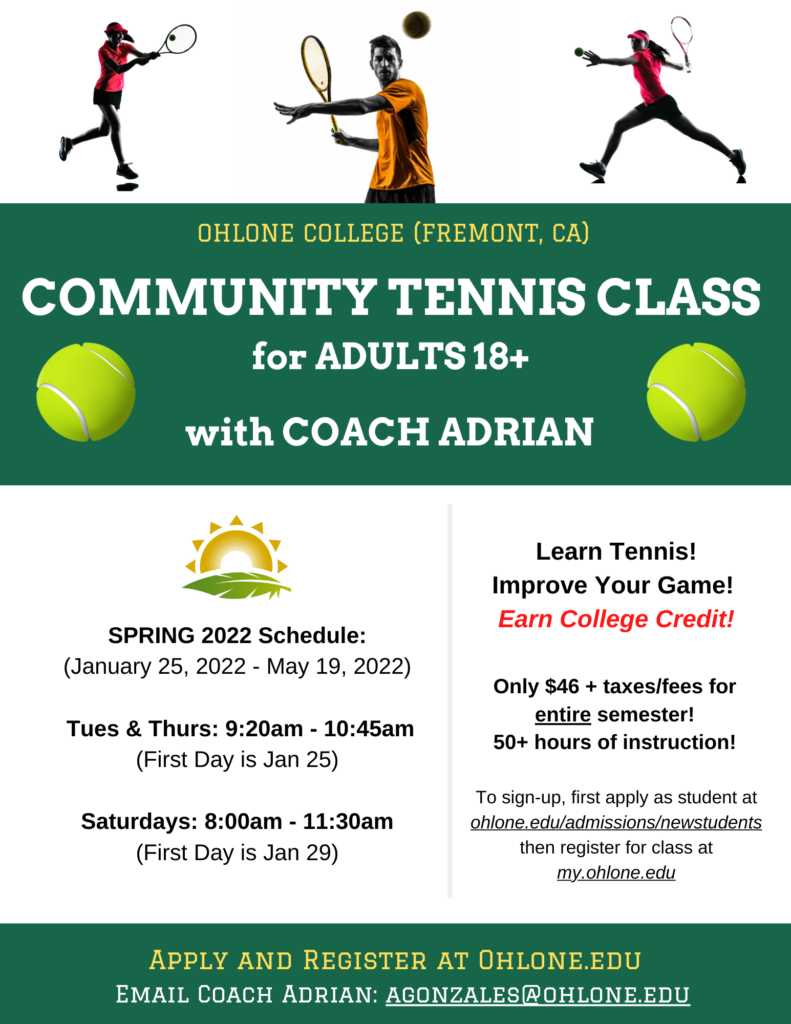 Community Tennis Class with Coach Adrian at Fremont, CA